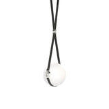 Hubbardton Forge 2020 Black Polished Nickel Black Leather Non-Branded Plate Opal Glass (GG) Long Derby Small LED Pendant