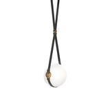 Hubbardton Forge 2020 Black Antique Brass Black Leather Hubbardton forge Branded Plate Opal Glass (GG) Long Derby Small LED Pendant