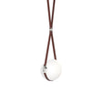 Hubbardton Forge 2020 Black Polished Nickel British Brown Leather Non-Branded Plate Opal Glass (GG) Short Derby Small LED Pendant