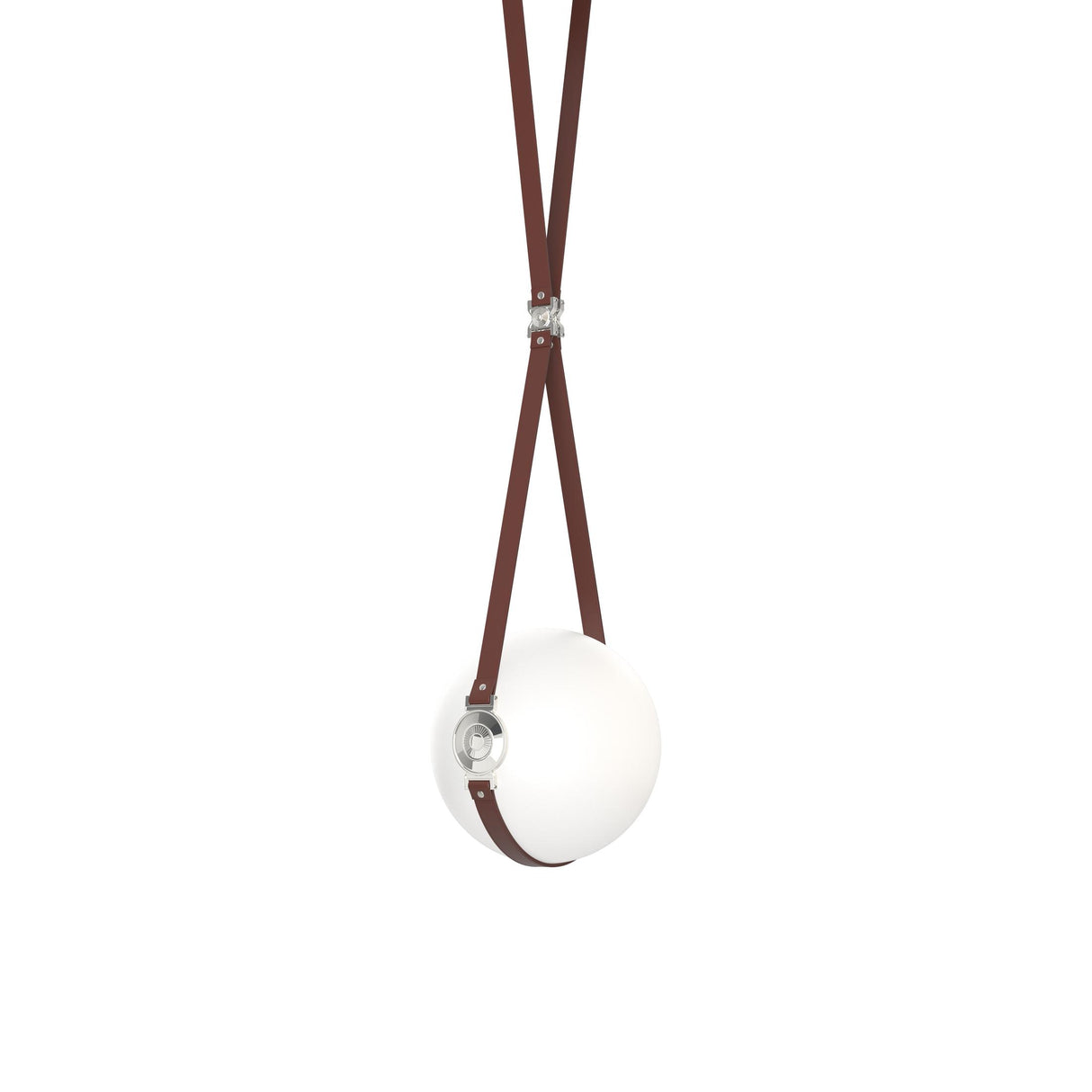 Hubbardton Forge 2020 Black Polished Nickel British Brown Leather Non-Branded Plate Opal Glass (GG) Short Derby Small LED Pendant