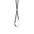 Hubbardton Forge 2020 Black Polished Nickel Black Leather Non-Branded Plate Opal Glass (GG) Short Derby Small LED Pendant