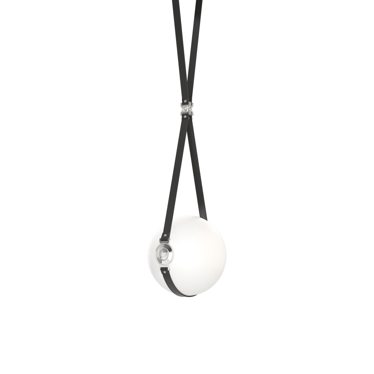 Hubbardton Forge 2020 Black Polished Nickel Black Leather Non-Branded Plate Opal Glass (GG) Short Derby Small LED Pendant