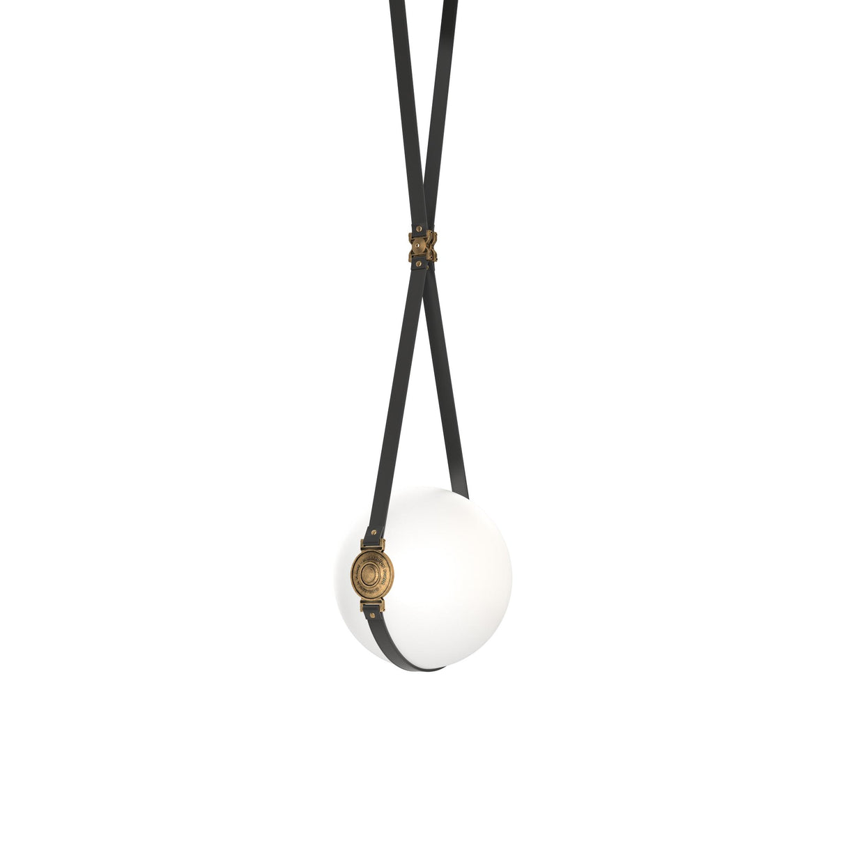 Hubbardton Forge 2020 Black Antique Brass Black Leather Hubbardton forge Branded Plate Opal Glass (GG) Short Derby Small LED Pendant