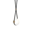 Hubbardton Forge 2020 Black Antique Brass Black Leather Non-Branded Plate Opal Glass (GG) Short Derby Small LED Pendant
