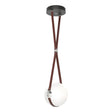 Hubbardton Forge 2020 Black Polished Nickel British Brown Leather Non-Branded Plate Opal Glass (GG) Standard Derby Small LED Pendant