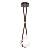 Hubbardton Forge 2020 Black Polished Nickel British Brown Leather Non-Branded Plate Opal Glass (GG) Standard Derby Small LED Pendant