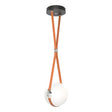 Hubbardton Forge 2020 Black Polished Nickel Chestnut Leather Non-Branded Plate Opal Glass (GG) Standard Derby Small LED Pendant