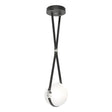 Hubbardton Forge 2020 Black Polished Nickel Black Leather Non-Branded Plate Opal Glass (GG) Standard Derby Small LED Pendant