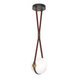 Hubbardton Forge 2020 Black Antique Brass British Brown Leather Hubbardton forge Branded Plate Opal Glass (GG) Standard Derby Small LED Pendant