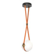 Hubbardton Forge 2020 Black Antique Brass Chestnut Leather Hubbardton forge Branded Plate Opal Glass (GG) Standard Derby Small LED Pendant