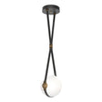 Hubbardton Forge 2020 Black Antique Brass Black Leather Non-Branded Plate Opal Glass (GG) Standard Derby Small LED Pendant