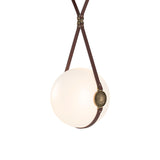 Hubbardton Forge 2020 Black Antique Brass British Brown Leather Hubbardton forge Branded Plate Opal Glass (GG) Long Derby Large LED Pendant