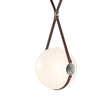 Hubbardton Forge 2020 Black Polished Nickel British Brown Leather Hubbardton forge Branded Plate Opal Glass (GG) Short Derby Large LED Pendant