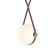 Hubbardton Forge 2020 Black Polished Nickel British Brown Leather Non-Branded Plate Opal Glass (GG) Short Derby Large LED Pendant