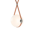 Hubbardton Forge 2020 Black Polished Nickel Chestnut Leather Hubbardton forge Branded Plate Opal Glass (GG) Short Derby Large LED Pendant