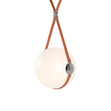 Hubbardton Forge 2020 Black Polished Nickel Chestnut Leather Non-Branded Plate Opal Glass (GG) Short Derby Large LED Pendant