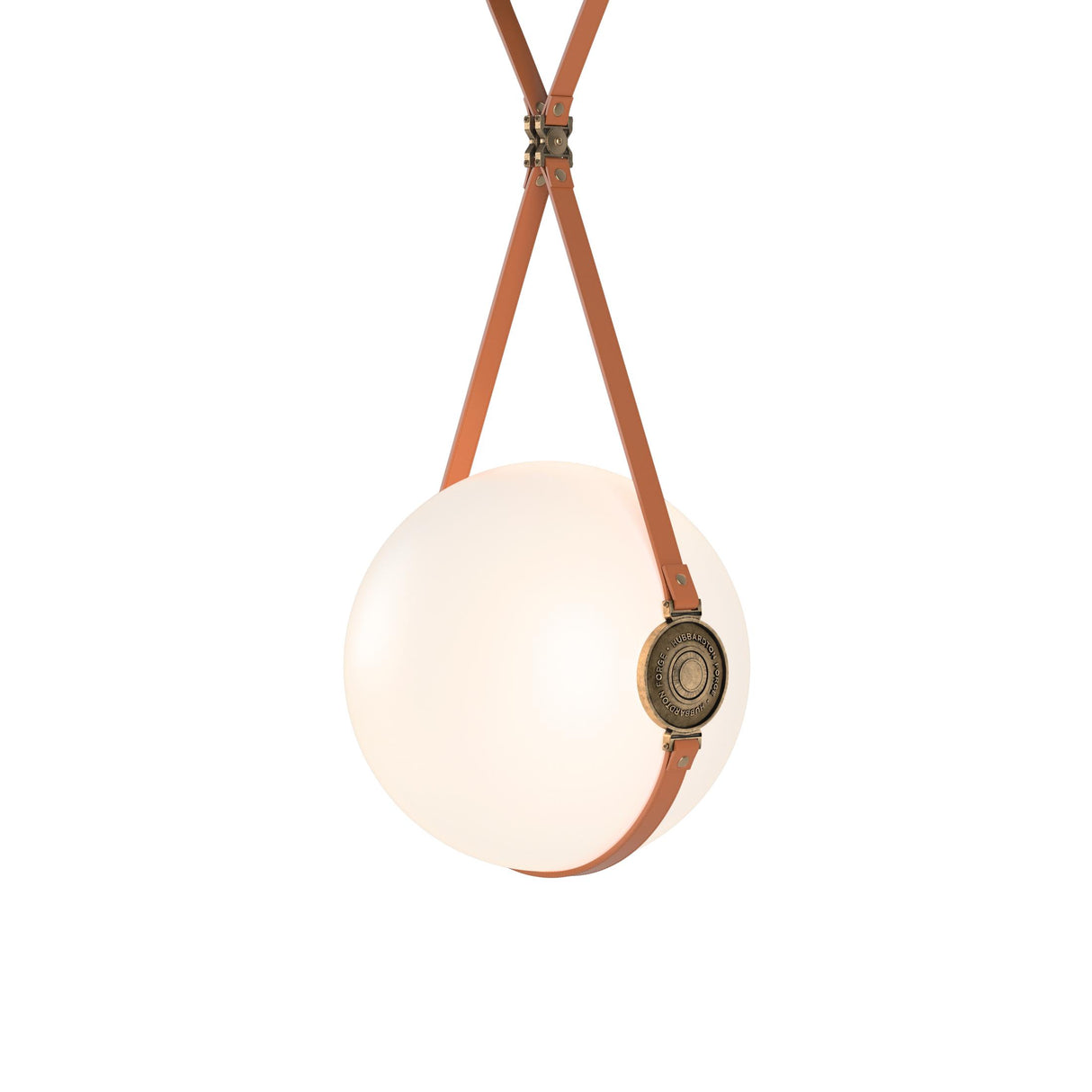 Hubbardton Forge 2020 Black Antique Brass Chestnut Leather Hubbardton forge Branded Plate Opal Glass (GG) Short Derby Large LED Pendant