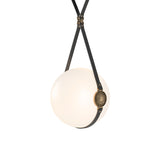 Hubbardton Forge 2020 Black Antique Brass Black Leather Hubbardton forge Branded Plate Opal Glass (GG) Short Derby Large LED Pendant