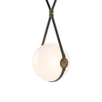 Hubbardton Forge 2020 Black Antique Brass Black Leather Non-Branded Plate Opal Glass (GG) Short Derby Large LED Pendant
