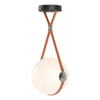 Hubbardton Forge 2020 Black Polished Nickel Chestnut Leather Non-Branded Plate Opal Glass (GG) Standard Derby Large LED Pendant