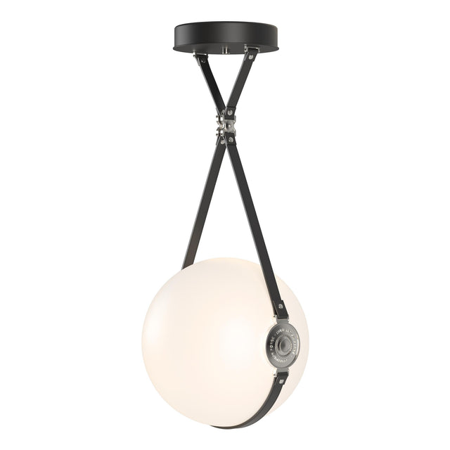 Hubbardton Forge 2020 Black Polished Nickel Black Leather Hubbardton forge Branded Plate Opal Glass (GG) Standard Derby Large LED Pendant