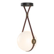 Hubbardton Forge 2020 Black Antique Brass British Brown Leather Hubbardton forge Branded Plate Opal Glass (GG) Standard Derby Large LED Pendant