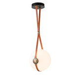 Hubbardton Forge 2020 Black Antique Brass Chestnut Leather Hubbardton forge Branded Plate Opal Glass (GG) Standard Derby Large LED Pendant