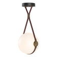 Hubbardton Forge 2020 Black Antique Brass British Brown Leather Non-Branded Plate Opal Glass (GG) Standard Derby Large LED Pendant