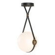 Hubbardton Forge 2020 Black Antique Brass Black Leather Hubbardton forge Branded Plate Opal Glass (GG) Standard Derby Large LED Pendant