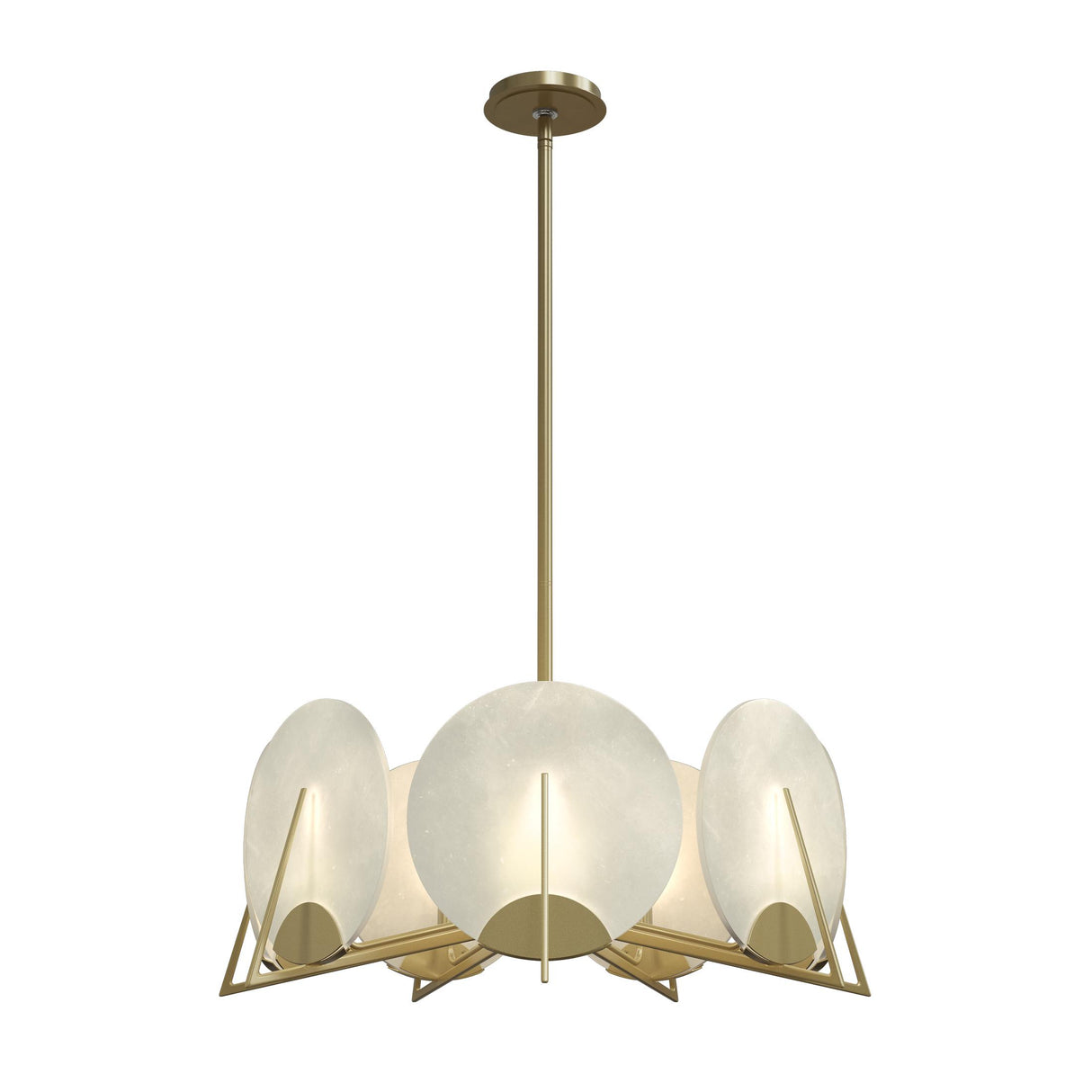 Hubbardton Forge 2023 Modern Brass Alabaster Multi Callisto 7-Light Pendant