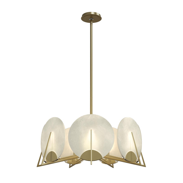 Hubbardton Forge 2023 Modern Brass Alabaster Multi Callisto 7-Light Pendant
