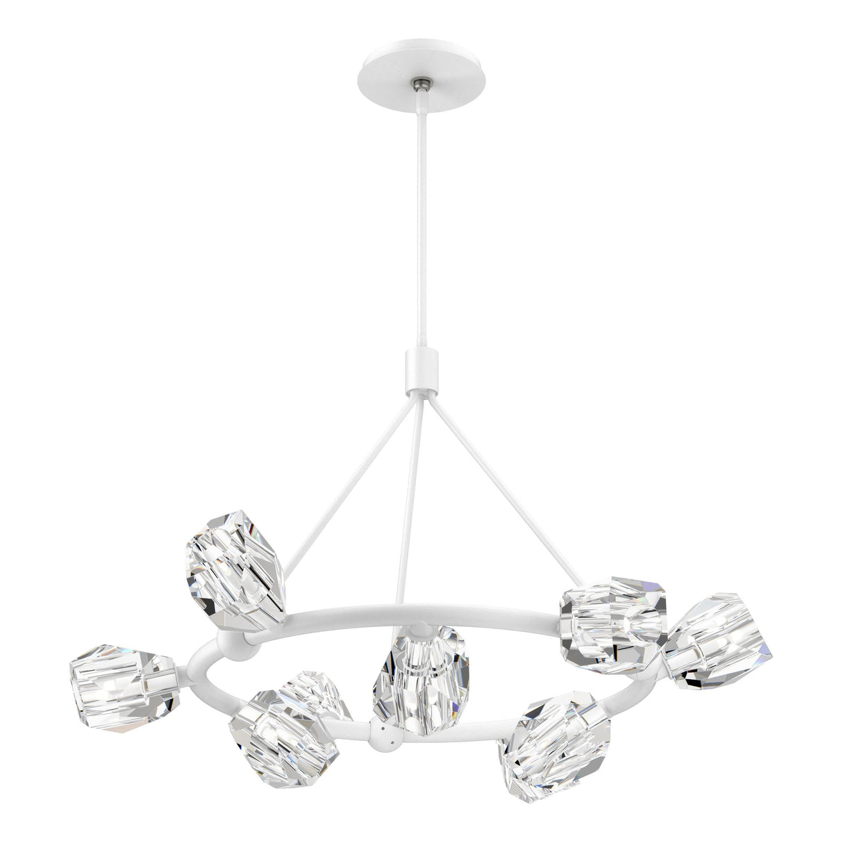 Hubbardton Forge 2023 White Crystal Multi Gatsby 9-Light Ring Pendant