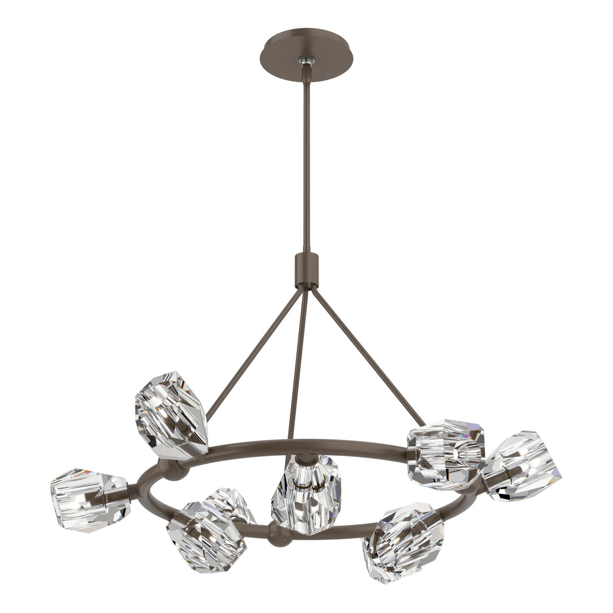 Hubbardton Forge 2023 Bronze Crystal Multi Gatsby 9-Light Ring Pendant