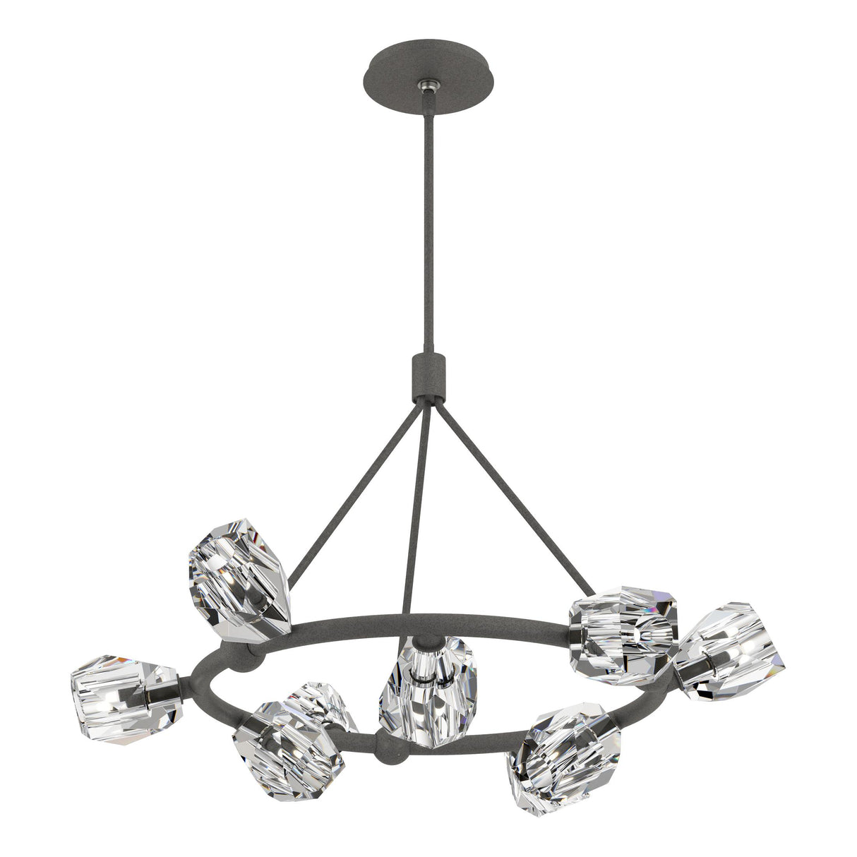 Hubbardton Forge 2023 Natural Iron Crystal Multi Gatsby 9-Light Ring Pendant