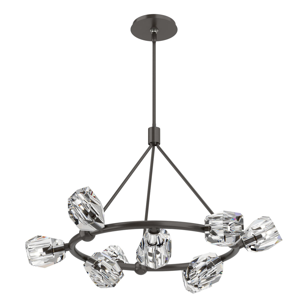 Hubbardton Forge 2023 Oil Rubbed Bronze Crystal Multi Gatsby 9-Light Ring Pendant