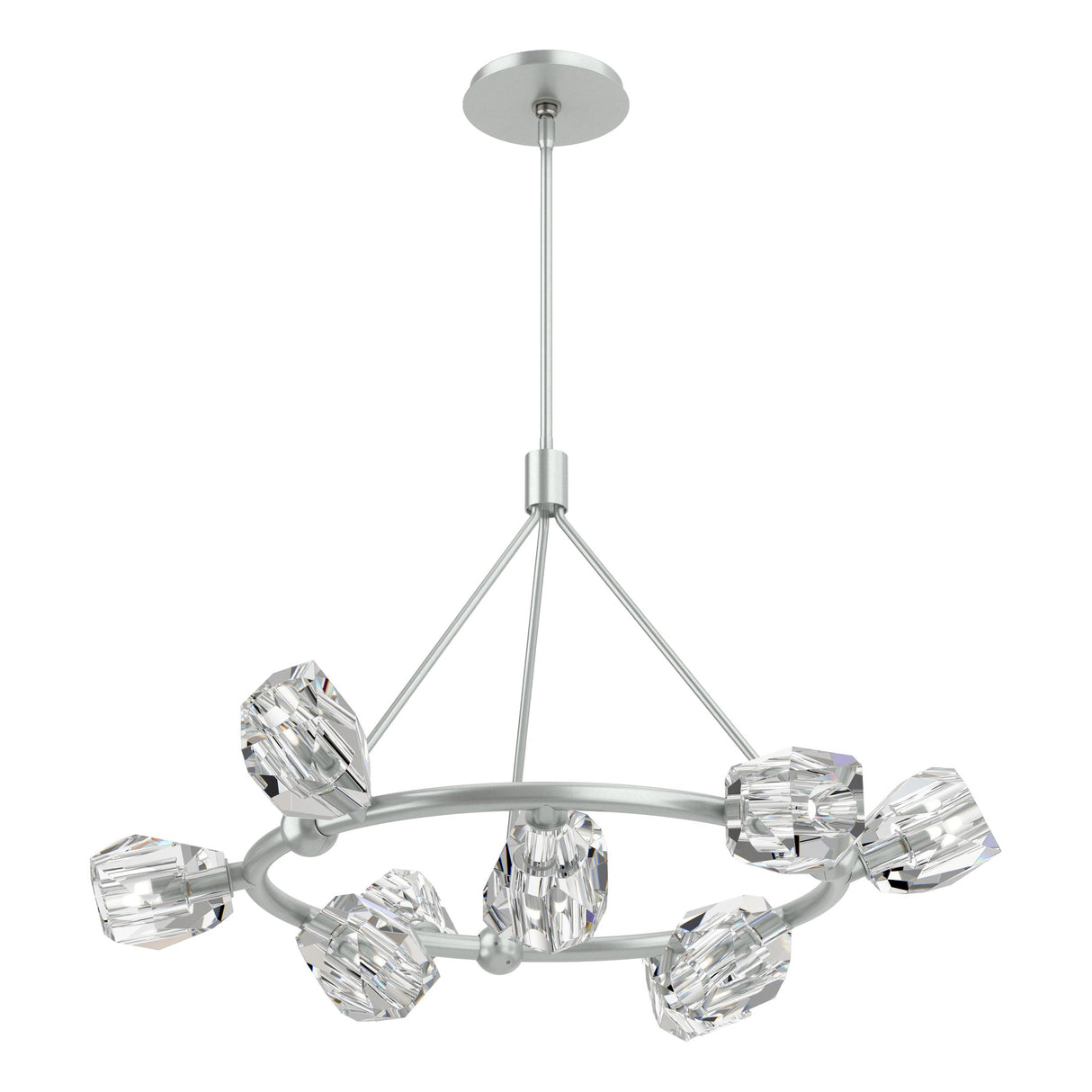 Hubbardton Forge 2023 Vintage Platinum Crystal Multi Gatsby 9-Light Ring Pendant