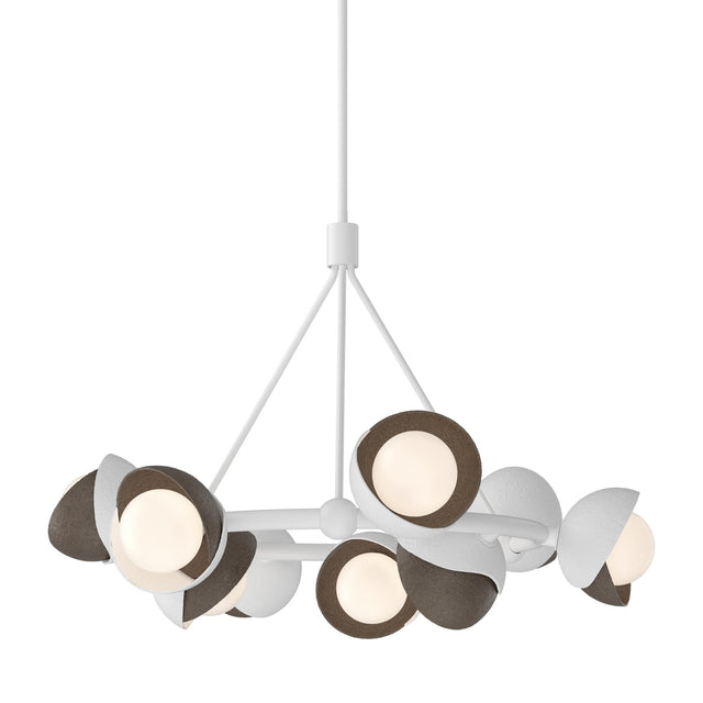 Hubbardton Forge 2023 White Bronze Opal Glass (GG) Multi Brooklyn 9-Light Double Shade Ring Pendant