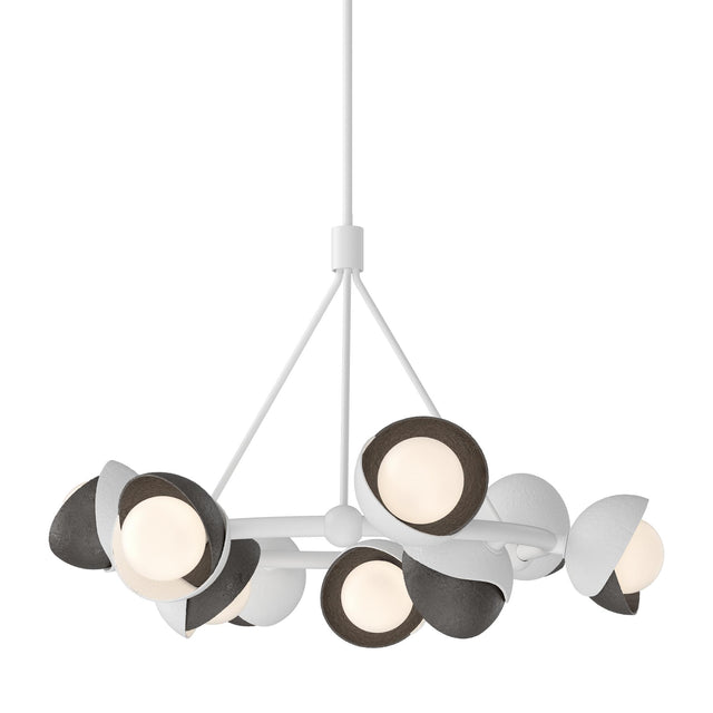 Hubbardton Forge 2023 White Oil Rubbed Bronze Opal Glass (GG) Multi Brooklyn 9-Light Double Shade Ring Pendant