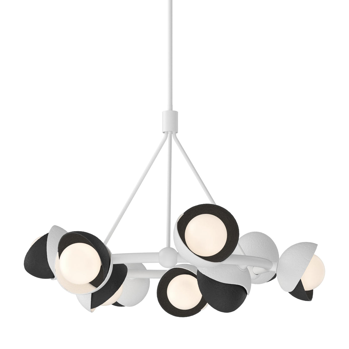 Hubbardton Forge 2023 White Black Opal Glass (GG) Multi Brooklyn 9-Light Double Shade Ring Pendant