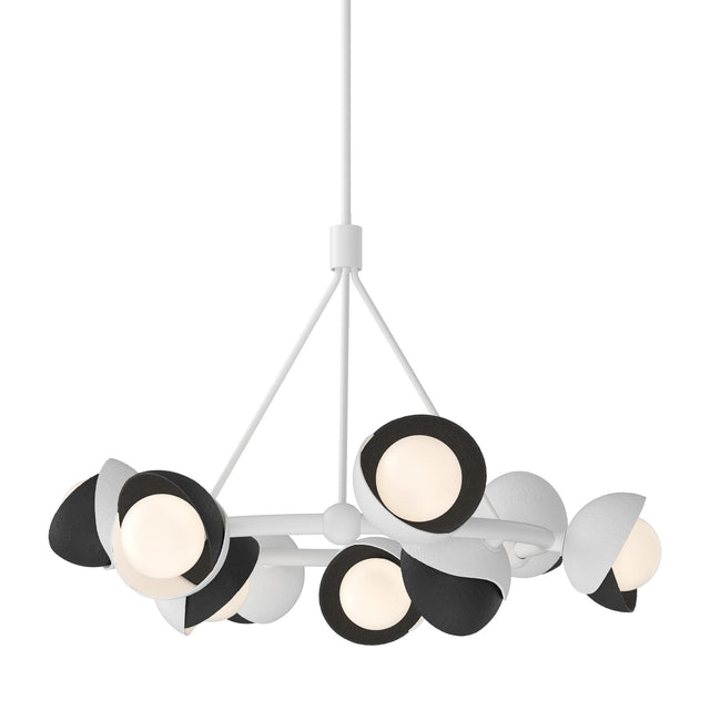 Hubbardton Forge 2023 White Black Opal Glass (GG) Multi Brooklyn 9-Light Double Shade Ring Pendant
