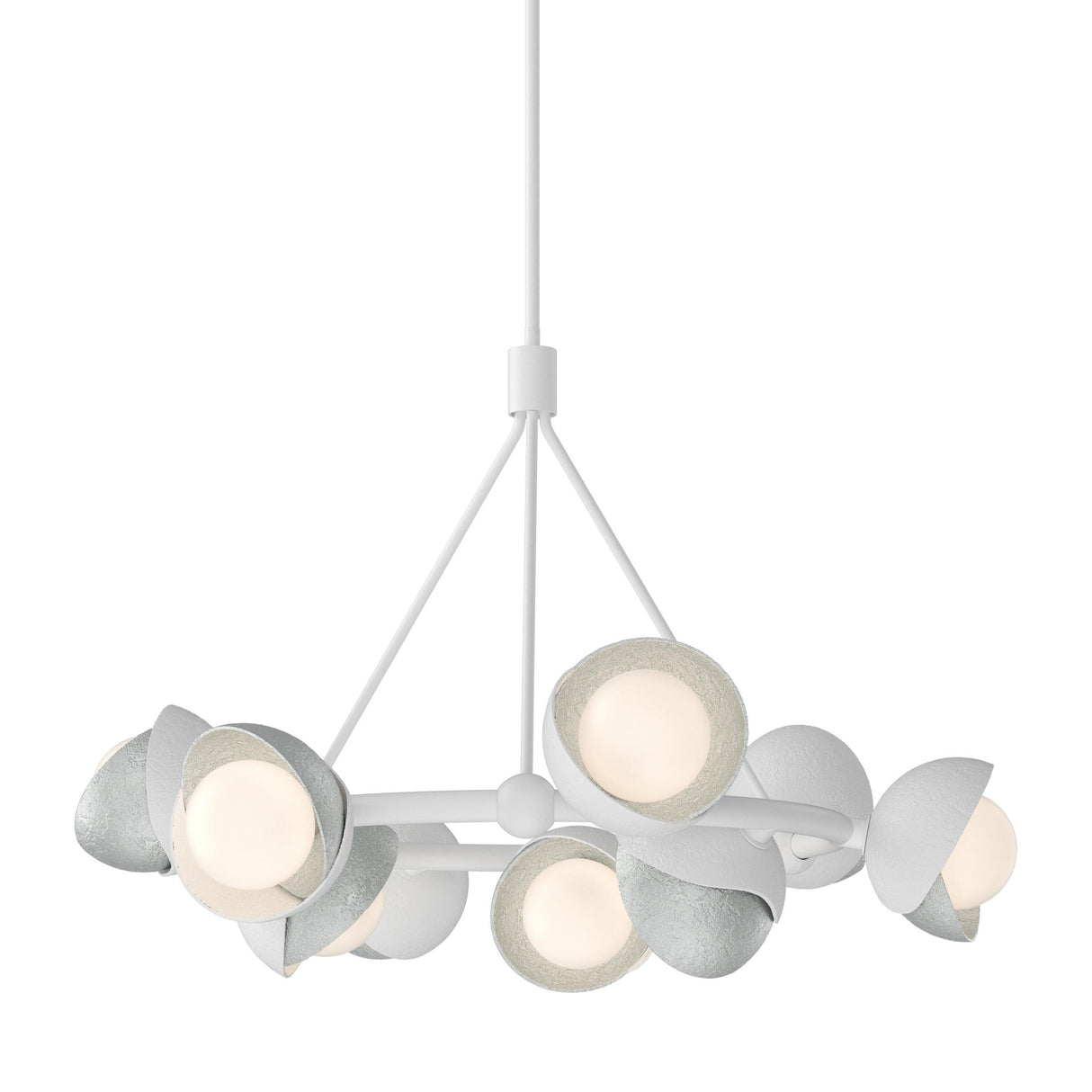 Hubbardton Forge 2023 White Vintage Platinum Opal Glass (GG) Multi Brooklyn 9-Light Double Shade Ring Pendant