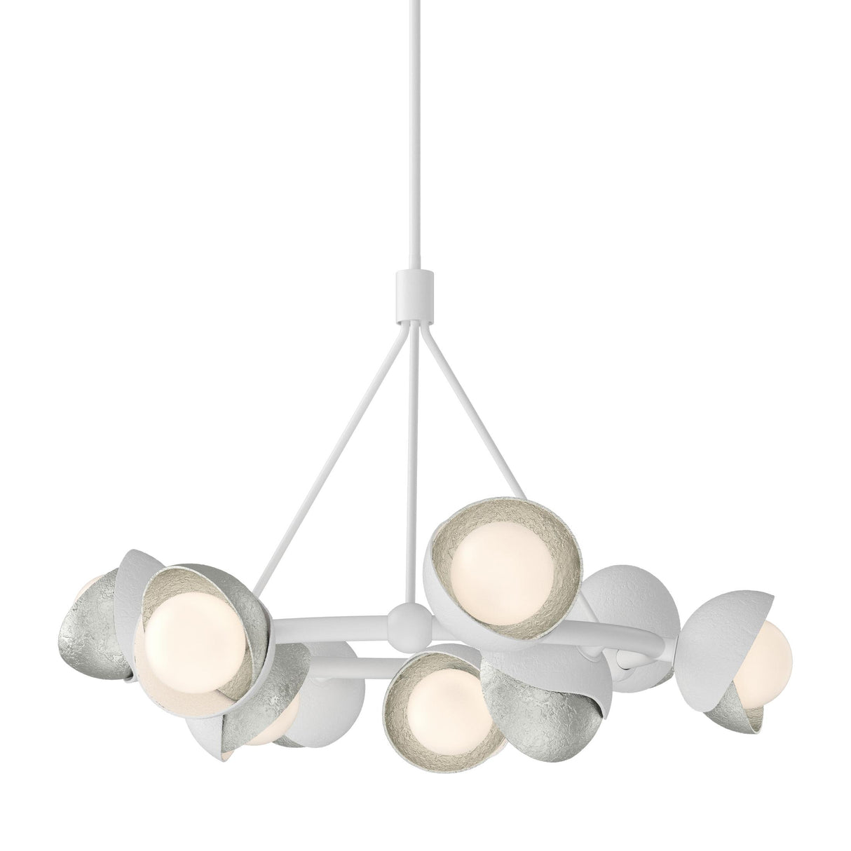 Hubbardton Forge 2023 White Sterling Opal Glass (GG) Multi Brooklyn 9-Light Double Shade Ring Pendant