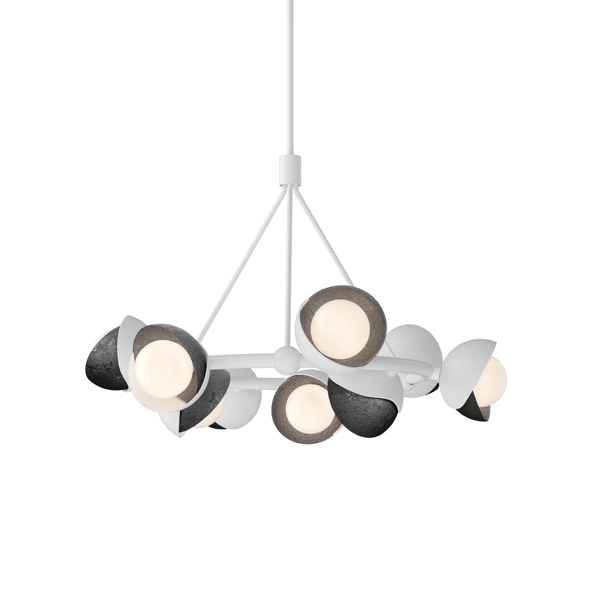 Hubbardton Forge 2023 White Ink Opal Glass (GG) Multi Brooklyn 9-Light Double Shade Ring Pendant
