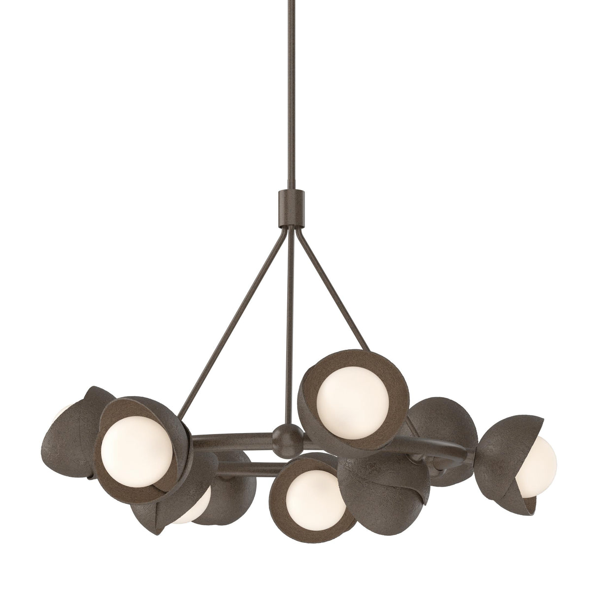 Hubbardton Forge 2023 Bronze Bronze Opal Glass (GG) Multi Brooklyn 9-Light Double Shade Ring Pendant