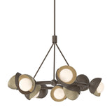Hubbardton Forge 2023 Bronze Soft Gold Opal Glass (GG) Multi Brooklyn 9-Light Double Shade Ring Pendant