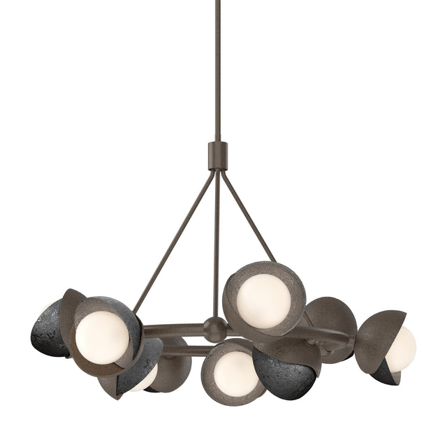 Hubbardton Forge 2023 Bronze Ink Opal Glass (GG) Multi Brooklyn 9-Light Double Shade Ring Pendant