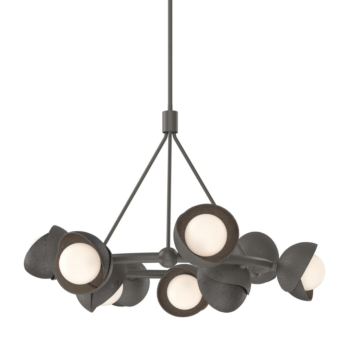 Hubbardton Forge 2023 Dark Smoke Oil Rubbed Bronze Opal Glass (GG) Multi Brooklyn 9-Light Double Shade Ring Pendant