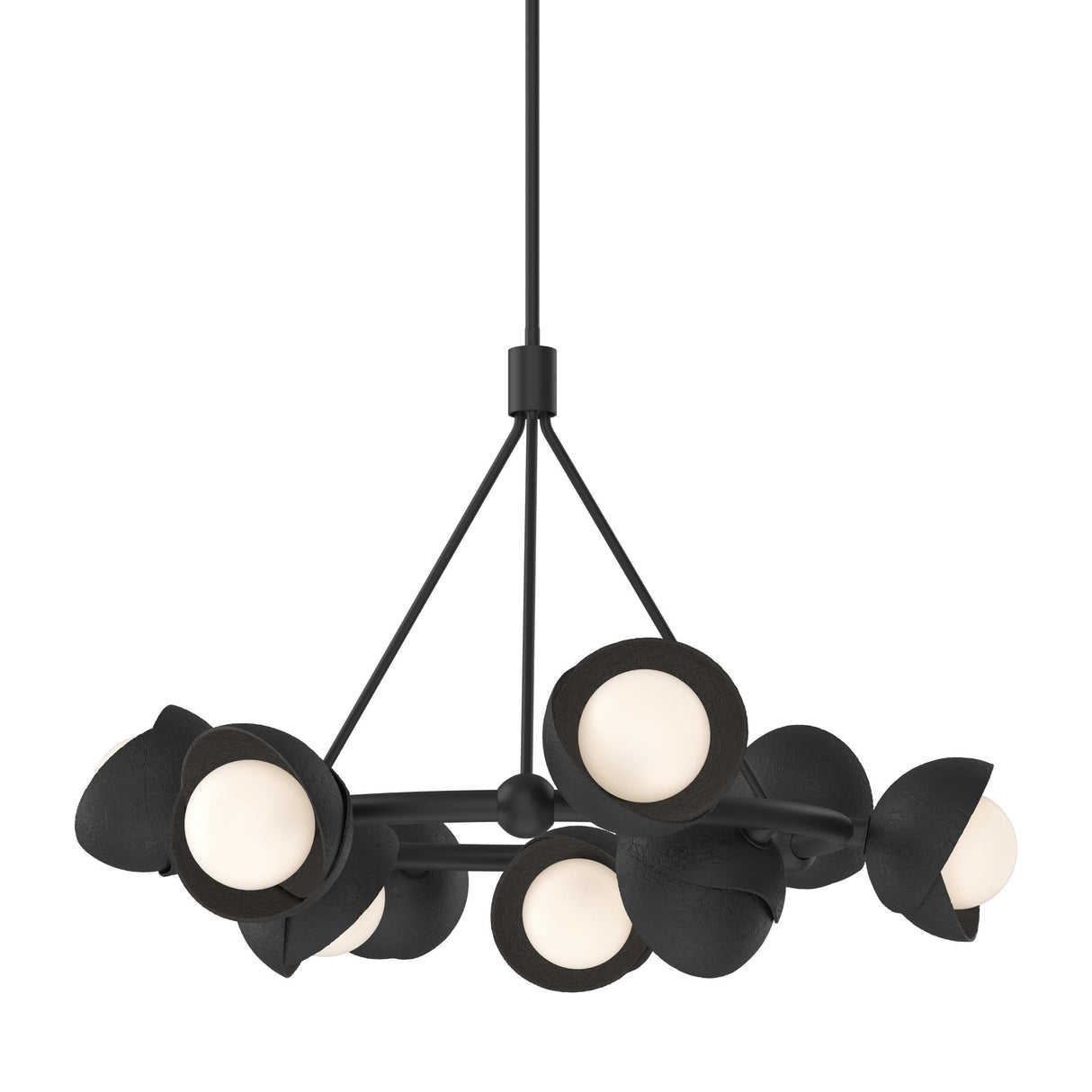 Hubbardton Forge 2023 Black Black Opal Glass (GG) Multi Brooklyn 9-Light Double Shade Ring Pendant