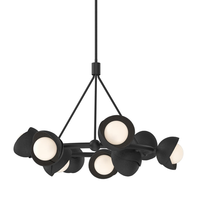 Hubbardton Forge 2023 Black Black Opal Glass (GG) Multi Brooklyn 9-Light Double Shade Ring Pendant