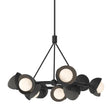 Hubbardton Forge 2023 Black Natural Iron Opal Glass (GG) Multi Brooklyn 9-Light Double Shade Ring Pendant
